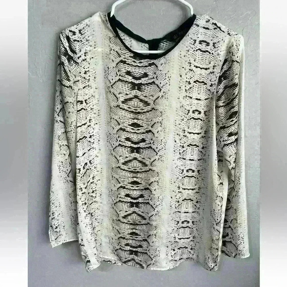 ZARA BASIC Womens Snakeskin Print Long Sleeve Top Blouse Size medium - Picture 3 of 6